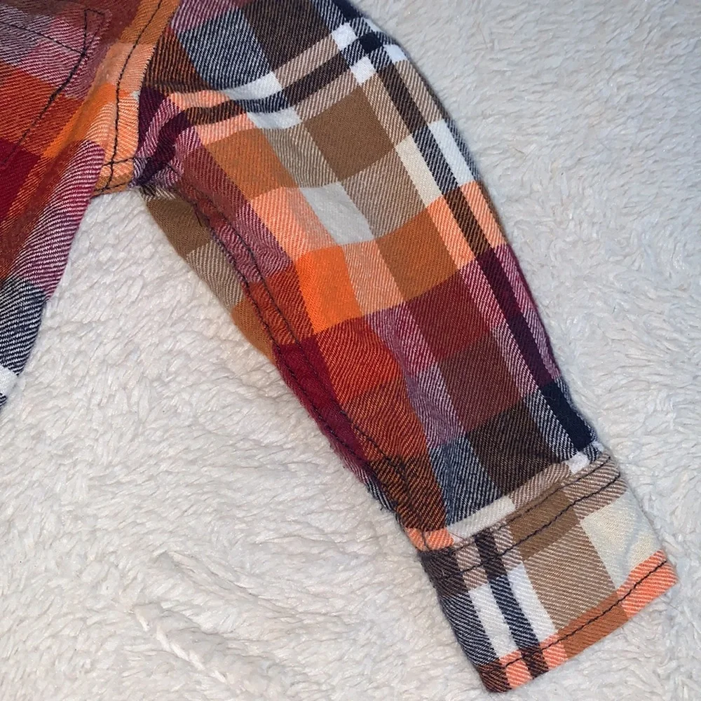 Gymboree Orange Plaid Flannel Shirt 12-18M EUC Baby Boy